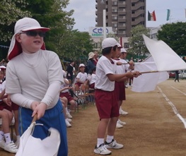 運動会、応援の様子